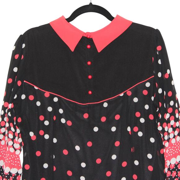 Benvoli Black Pink White Polka Tunic Dress Large - Picture 3 of 3